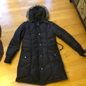 Betsy Johnson Gray Down Long Coat ! Like New !